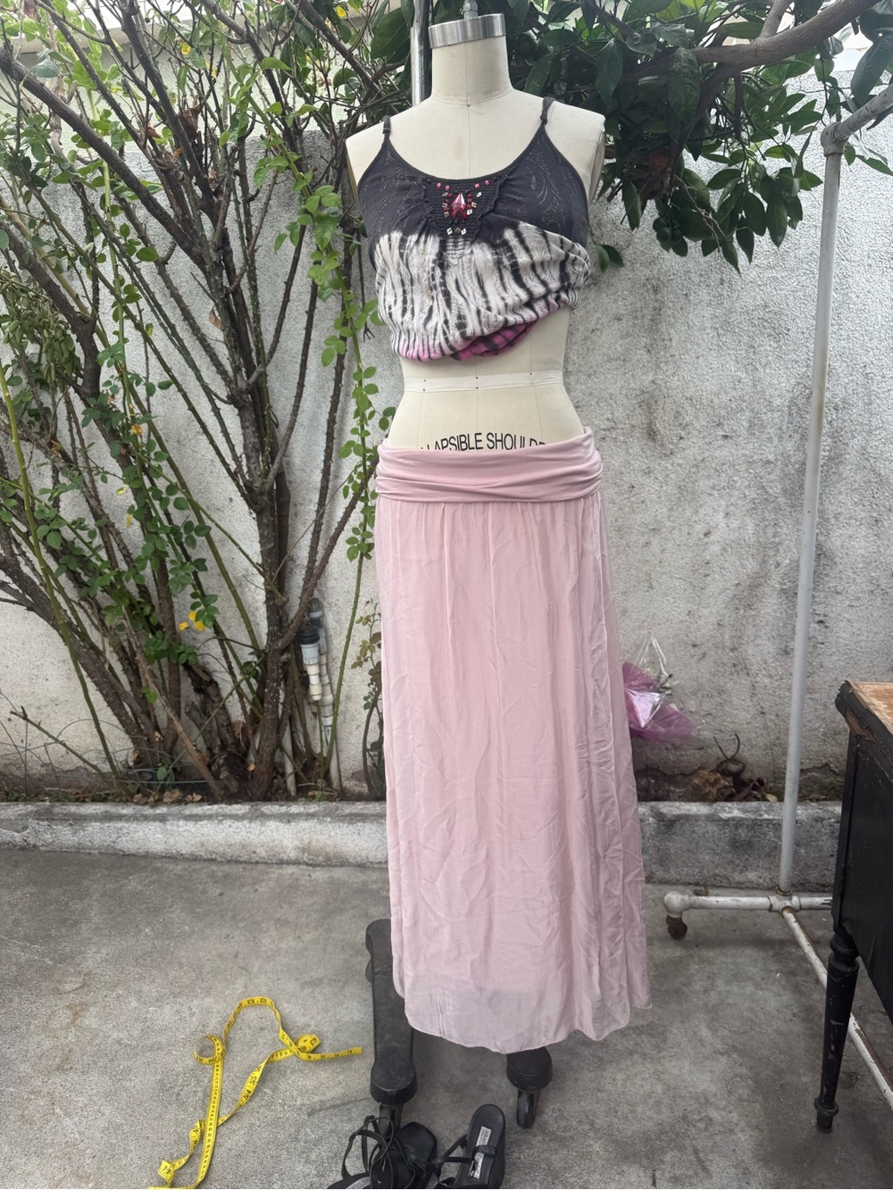 Light Pink Maxi Skirt - Women's Flowing Skirt silk